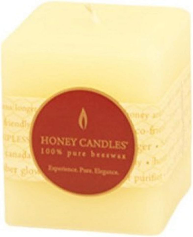 Honey Candles Pure Beeswax 3" x 3" Square Pillar-Pearl