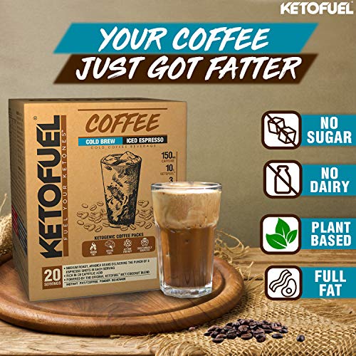 Image of NEULIFE️ Ketofuel Coffee Cold Brew (Iced Espresso) Keto MCT Coffee w /Coconut MCT Oil 10 packs