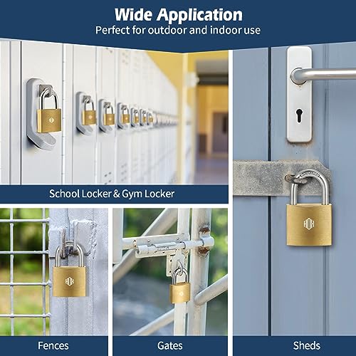 Image of HOX 2-Pack Keyed Padlock, Waterproof and Rustproof, Solid Brass Lock with 1-1 /4 inch Wide Body, Padlock with Keys for Storage Unit, Sheds, Garages and Fence