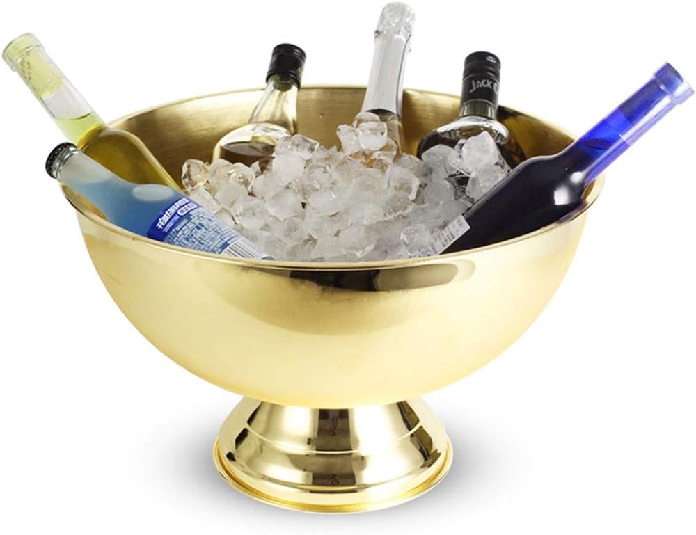 Ice Basin Rounded Silver Plated Stainless Steel Champagne Bucket Red Wine Used for Events, Parties
