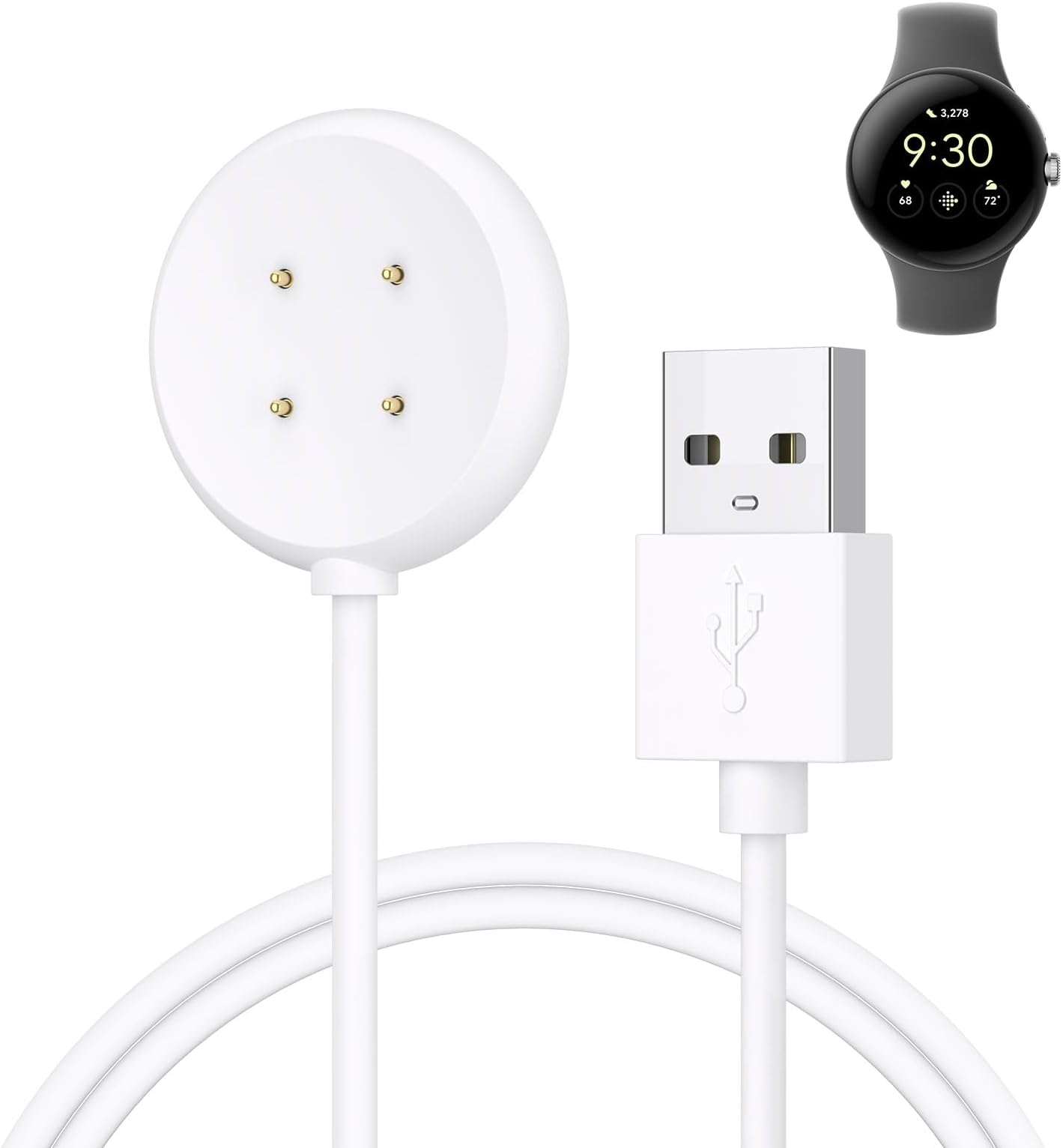 Tobfit Charging Cable Only for Google Pixel Watch 2 Charger, USB Charging Cable for Google Pixel Watch 2, Charging Cable 1.64 ft, 50 cm (White)