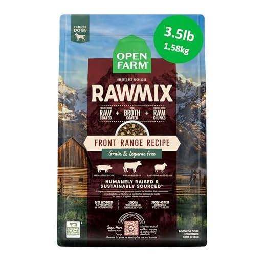 Open Farm, RawMix Grain-Free Dry Dog Food, Protein-Packed Kibble Coated in Bone Broth with Freeze Dried Raw Chunks, Beef Pork & Lamb, Front Range Recipe, 3.5lb Bag
