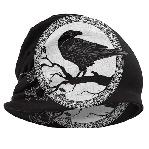 Bonnet d'hiver tricoté Viking anti-froid à motif Odin imprimé 3D