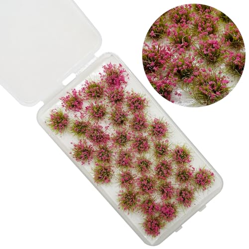 Woohome 64 PCS Railway Artificial Grass Rose and Orange Bushy Tuft Flower Cluster Vegetation Groups for DIY Building Model Train Landscape Railroad Scenery - Image 3