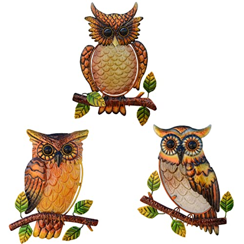 Newvees Owl Decor Metal Wall Art Outdoor Indoor,9 Inch Set Of 3,Exquisite Owl Decorations For Home Garden Patio Porch Bedroom Kitchen, Metal Bird Wall Art,Owl Gifts For Owl Lovers #TOP8