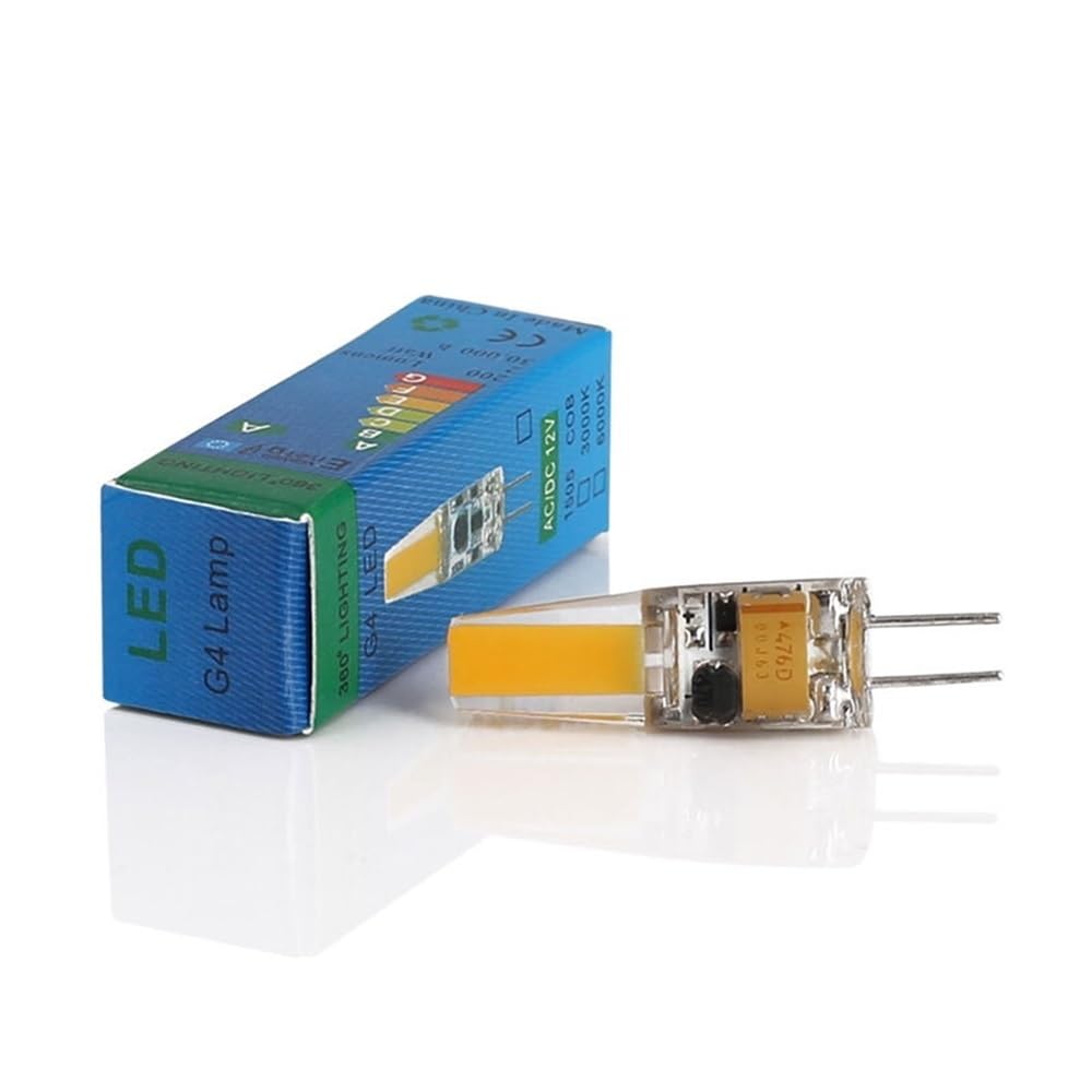 HHF Iluminación del hogar, Paquete de 50, bombilla LED COB AC220V LED G4/G9 3W/5W lámpara colgante de cristal lámpara de araña(Warm White,G4 5W)