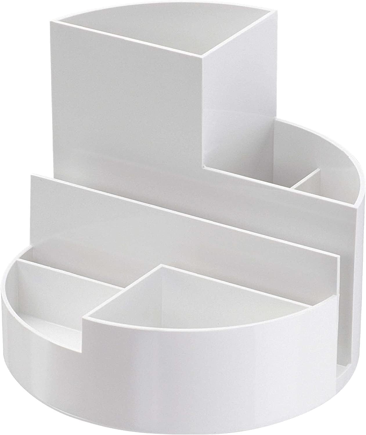 Maul Desk Organiser MAULrundbox Eco | Organiser Made of 85% Recycled Plastic | for Storing Pens, Scissors and Note Card | Practical Shelf for Office and Desk | White