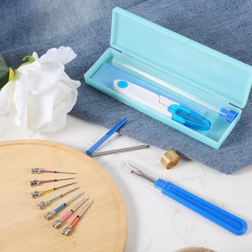 Image of 14pcs Punch Needle Kit, Adjustable Punch Needle Tool with 7 Sizes Punch Needle Heads Sewing Art Needle Tools for Adult Beginners Embroidery Floss Cross Stitching Craft Supplies