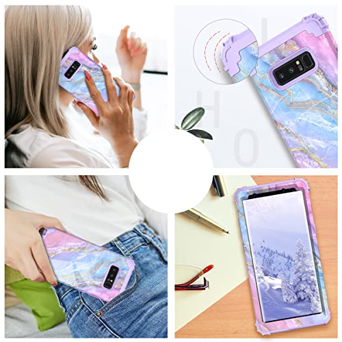 Pixiu Galaxy Note 8 Case, Heavy Duty Protection Shock Absorption Anti Scratch Hybrid Dual Layer Phone Cases For Samsung Galaxy Note 8 2017 Realeased (Wine Red Flower) #TOP7