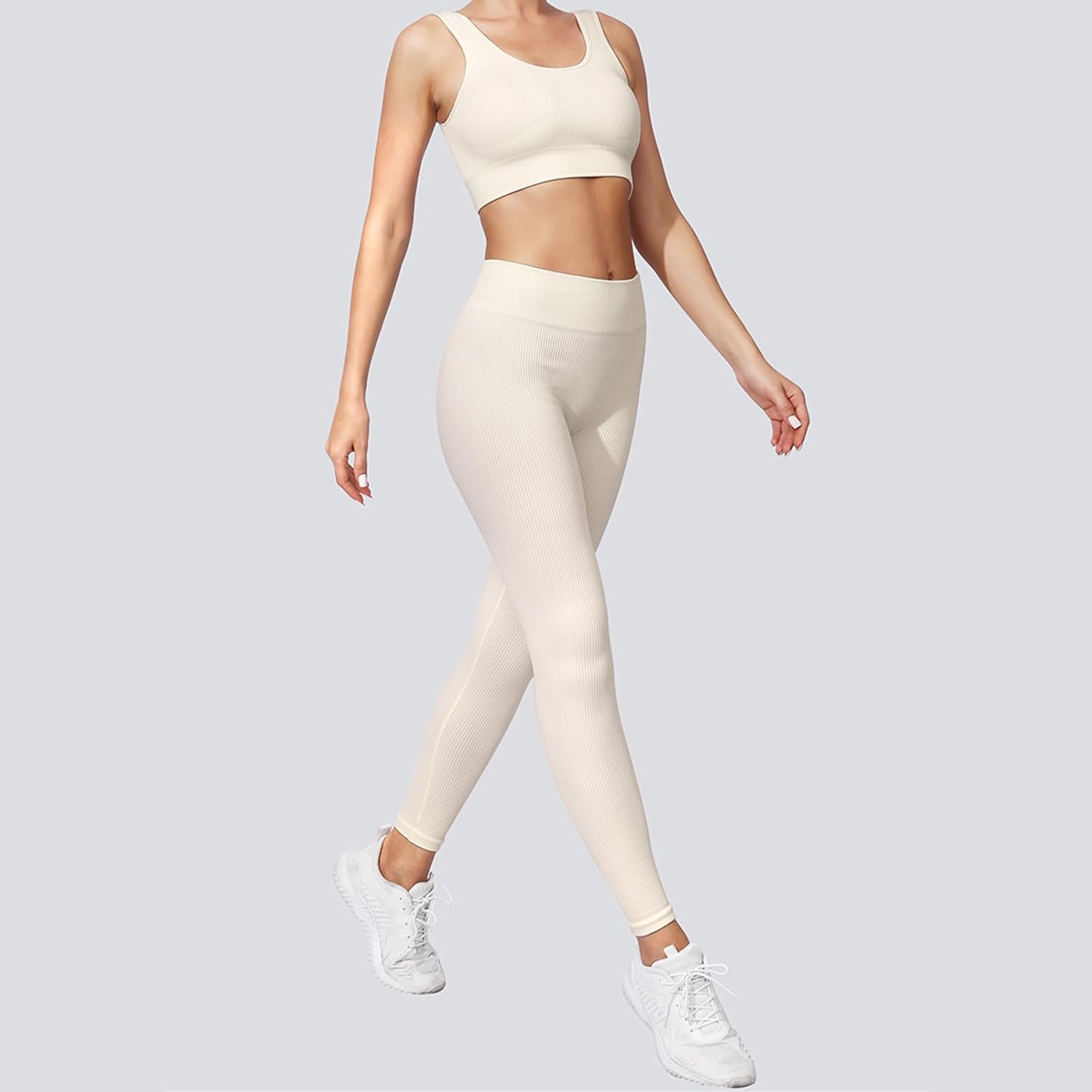 Women 2 Piece Workout Sets Sports Bra Seamless Leggings Sets Gym Outfits Work Out Clothes - Image 2