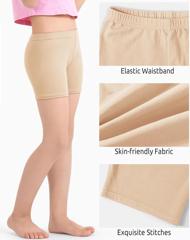 KETKAR Cotton Cycling Shorts for Girl's_Pack of 3_Beige (9-10 Years) - Image 4 thumbnail