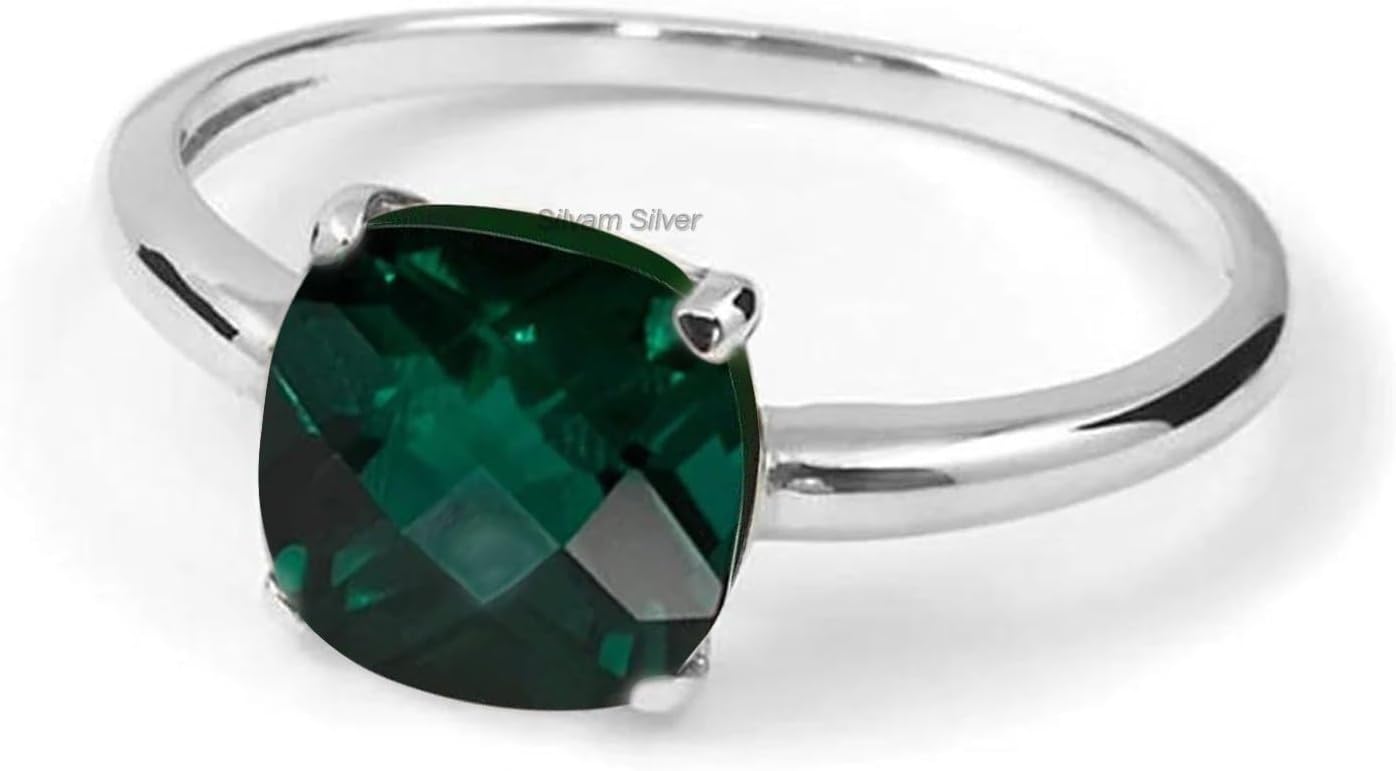 925 Sterling Silver Rings for Women - Cushion Gemstone Ring - Anniversary, Engagement, Wedding Ring - Eye Catching Christmas Gift