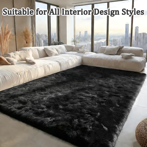 Tapete decorativo negro suave 4x6 pies para interiores miniatura 2