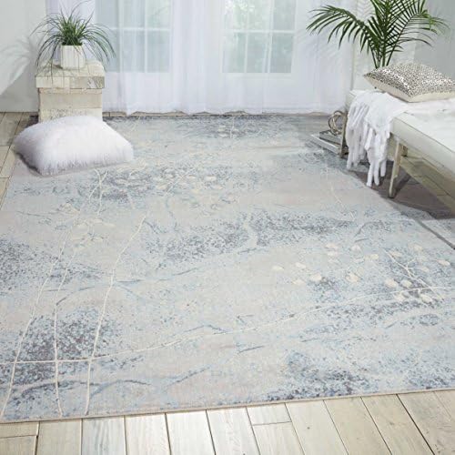Nourison Somerset Contemporary Silver/Blue 2' x 2'9" Area Rug, Easy Cleaning, Non Shedding, Bed Room, Living Room, Dining Room, Kitchen (2x3)