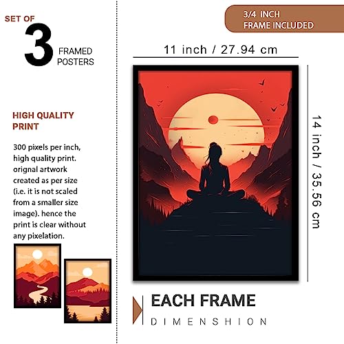Image of NoWorries Jepanese wall decor paintings for living room, Modern art minimalist pattern wall art Set of 3 frames for home decoration (Jepanese pattern) (Theme-illustration) (Art-3, 10x13inch)