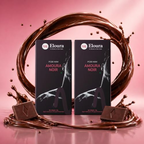 Image of ELOURA Amoura Noir Mood Uplifting Chocolate for Men - 4 Bars, 20g Each | 45% Dark Chocolate & 9 Natural Botanical Blend | Vegan Dairy Free | Mood Enhancing Chocolate | Chocolates Box for Gift