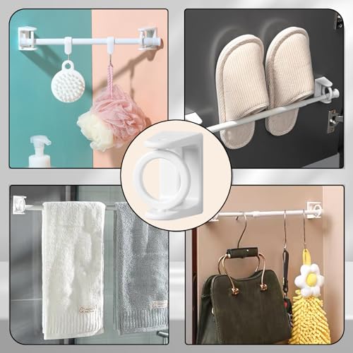 6 Stücke Gardinenstangenhalter Gardinenstange Ohne Bohren Gardinenstange zum Kleben Gardinenhaken Halterung Curtain Rod Holder Geeignet für Alle Glatten Oberflächen