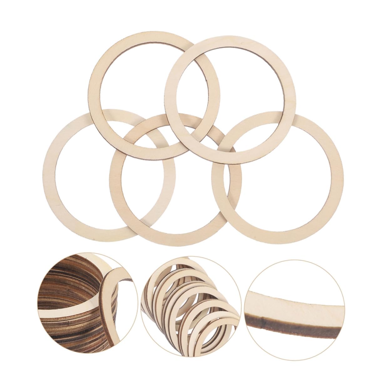 STOBOK 5 Juegos De Aros De De Madera Para Manualidades Estéticas Para Decoración De Pared De Macramé 100 Piezas X 5