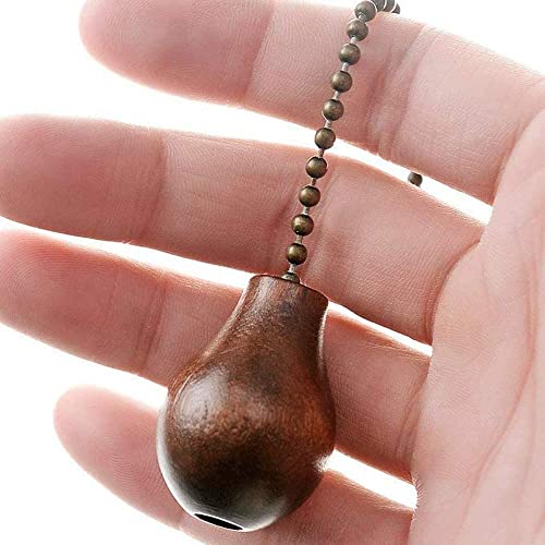 Image of Ceiling Fan Chain Extenders - 12 Inch Walnut Wooden Pendant Pull Chain Extension for Ceiling Light Lamp - 2 Pcs (Bronze)