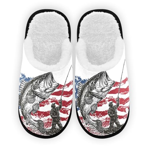 Painted Ocean Red Bass Fish Slippers For Women Men Soft Memory Foam Non-Slip Animal Winter Indoor House Shoes Travel Slipper