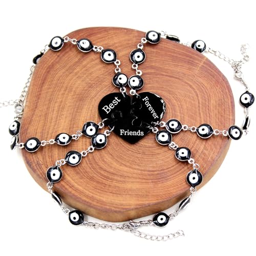 Image of 3pcs Heart Puzzle bracelet Evil Eye Friendship Bracelet,Personality Fashion Style Black and White Cute Eyes Amulet Protection Jewelry Bracelet for Female Friend /Women Unique Gift