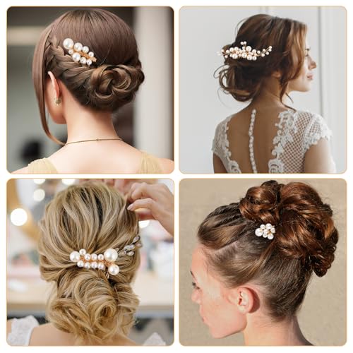 Andibro 5 Pentes de cabelo de noiva pérola para noivas, presilhas de cabelo em forma de U, pentes la