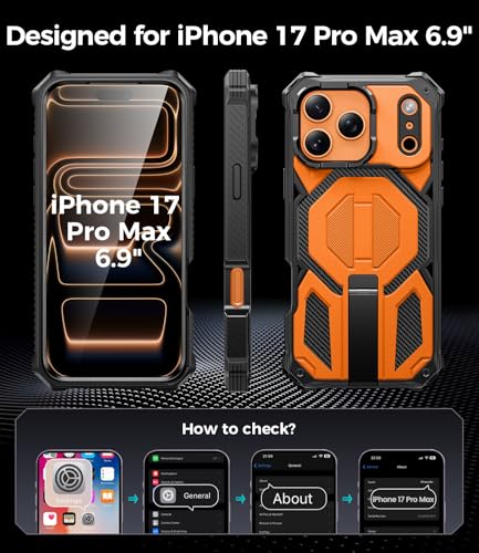 Coque iPhone 17 Pro Max orange magnétique avec protection intégrale