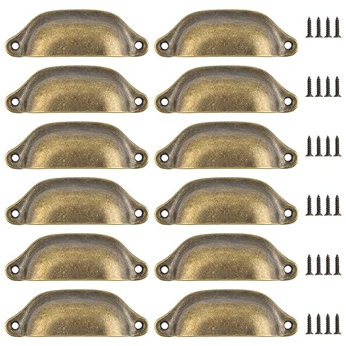 MOROBOR Lot de 12 poignées de tiroir en forme de coquillage antique - Style vintage - Pour...