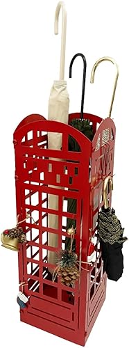 Soporte de metal para paragüas, soporte para bastón, soporte para bastón, soporte decorativo para cabina de teléfono roja, soporte para paraguas