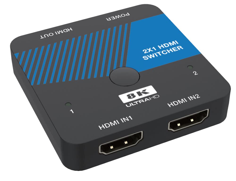 MyCableMart 2 in/1 Out HDMI Switch AUTO-Select, 8K@60Hz / 48Gbps HDMI 2.1/HDCP2.3