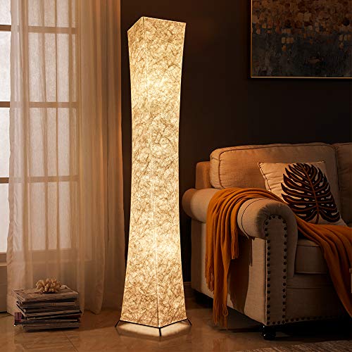 Leonc Design 65'' Creative Led Floor Lamp, Softlighting Minimalist Modern Contemporary With Fabric Shade & 2 Bulbs Floor Lamps For Living Room Bedroom Warm Atmosphere(Tyvek Dupont 10 X 10 X 65 Inch) #TOP3