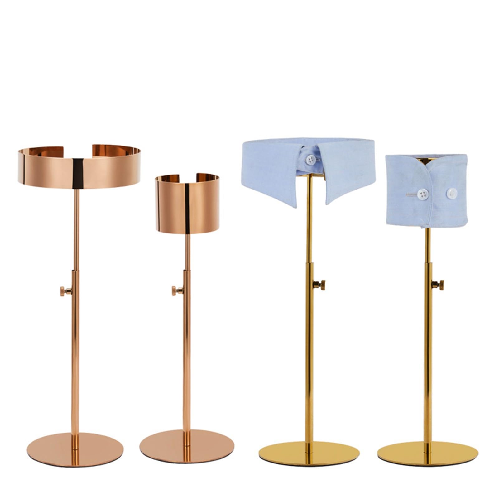 XPLKQXE Présentoir De Manchette De Magasin De Costumes, Support D'affichage De Manchette en Métal, Hauteur Réglable Support De Brassard (Couleur : Gold-B)
