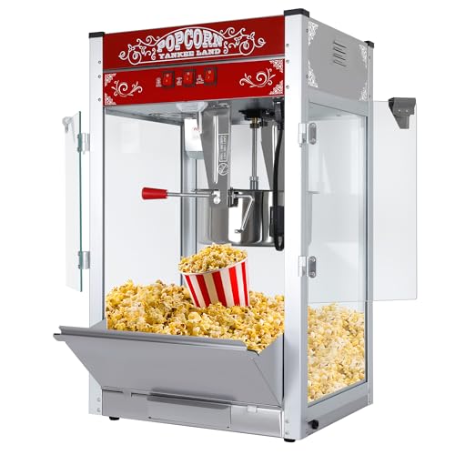 Image of Commercial Popcorn Machine - 18 OZ Kettle Countertop Popcorn Machine for Theater Style, Stainless Steel, 3-Switch Control, for Home, Movie Night, Parties, Office, School, Business, Red