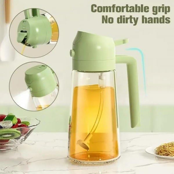 Image of LAGET 500ml 2-in-1 Oil Sprayer Dispenser Bottle for Cooking, Air Fryer, Fine Mist Pourer, Refillable Transparent Container for BBQ, Salad Dressing, Roasting, Baking, Kitchen Use (1)