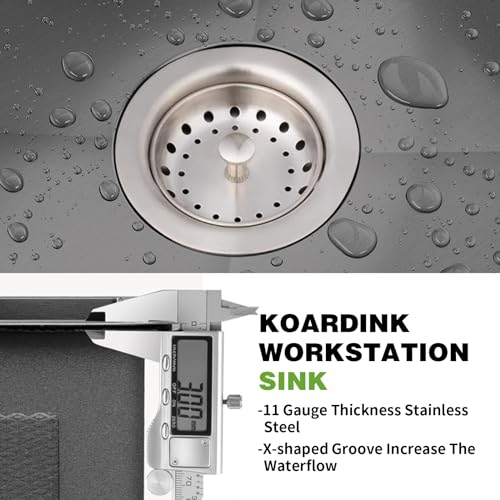 Black 20x16 In Kitchen And Bar Sink- Stainless Steel Drop In Kitchen Sink Modern Single Bowl Topmount Bar Sink With Silicon Mat,Drain Strainer Set Compatibility With Various Kitchen & Bar Style by Koardink - Image 5