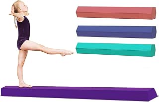 10 ft Folding Balance Beam - NEWBUY Gymnastics Floor Beam, Extra Firm with Suede Cover and Anti Slip Bottom with Carry Bag for Kids, Beginners and Professional Gymnasts (Purple)