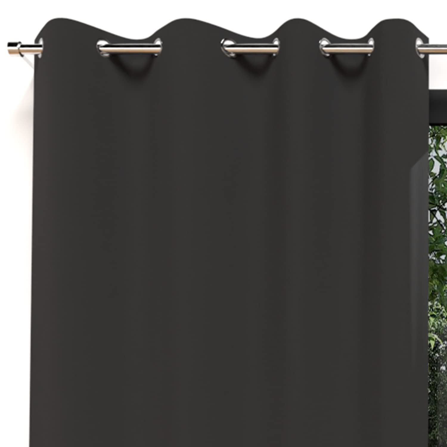 Soleil D'ocre Black Alix Curtain With Eyelets 135 X 250 Cm Crease-Resistant Stain-Resistant