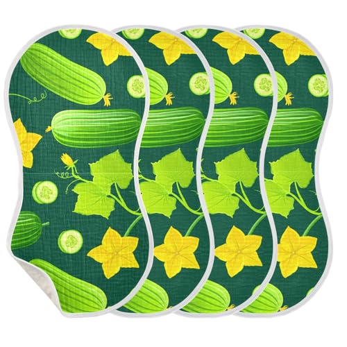 MCHIVER Cucumber Blossom Plant Dark Baby Burp Cloths Cotton Washcloths Absorbent Soft Burping Rags for Baby Boy Girl Newborn Towel 4 Pack3