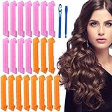 Lockenwickler Curler - Manuelle Rollen Heatless Curls Magische, Spiral Curling Hair Styling Kit Für Lange/Kurz Haare, Lockenwickler Set mit Styling-Haken (22 Stück, 45cm)