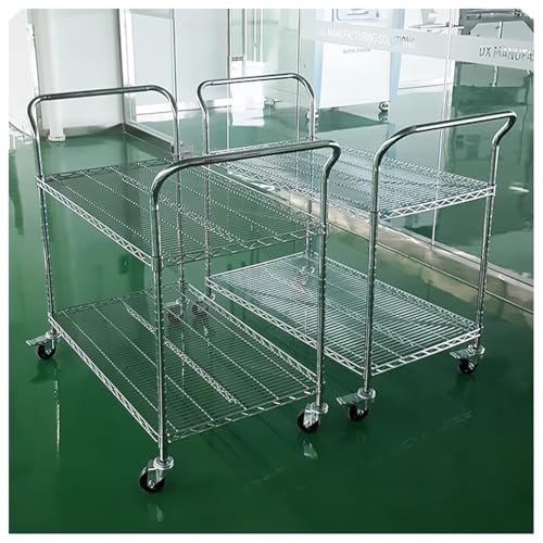 Carrito utilitario cromado de 3 niveles de grado comercial con asa, ideal para uso en casa, almacén, oficina (121 x 45 x 104 cm)