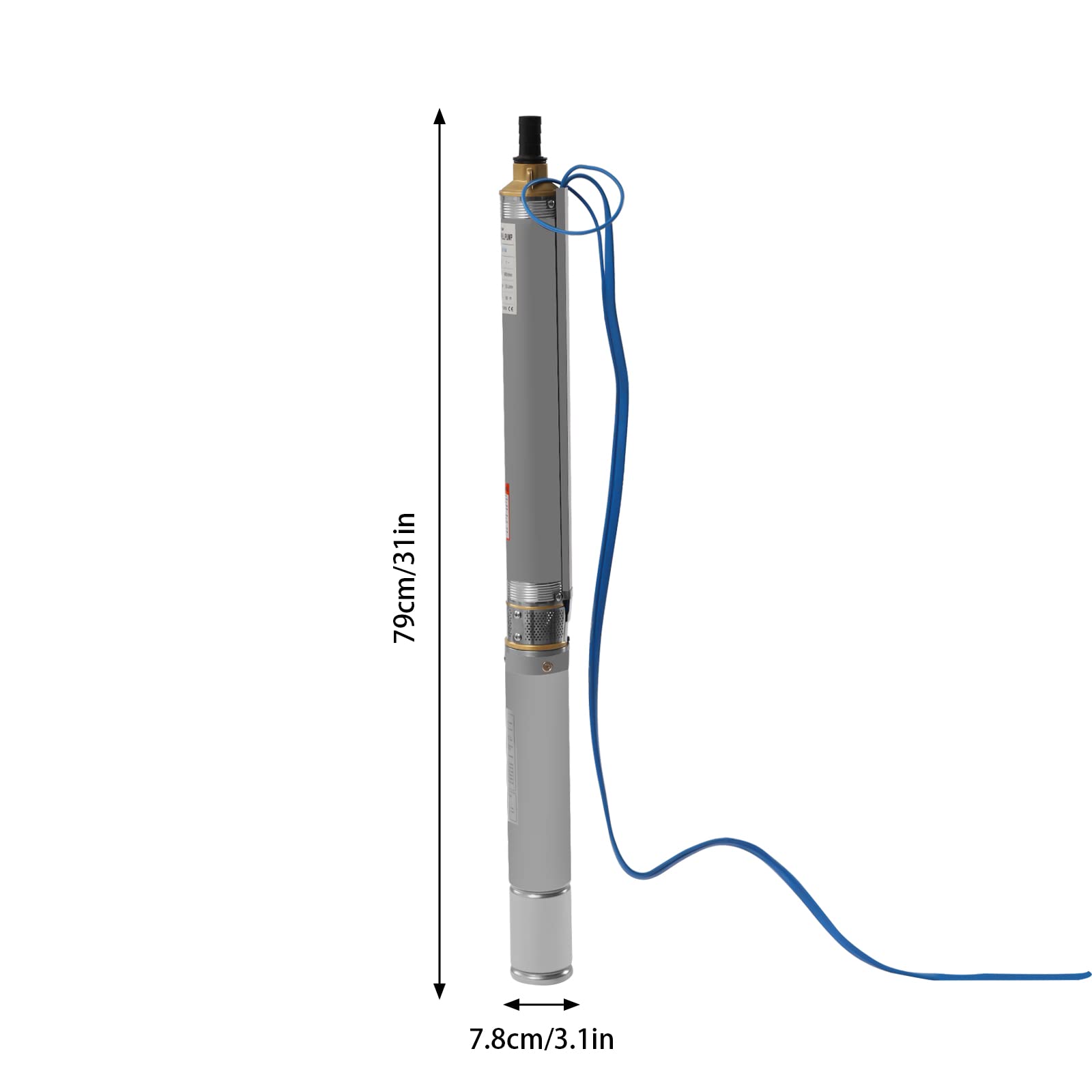 Bomba de agua, 110 V, 370 W, bomba de pozos profundos, acero inoxidable, caudal de 3,6 m³/h, cable de 10 m, bomba sumergible para pozos, riego de granjas