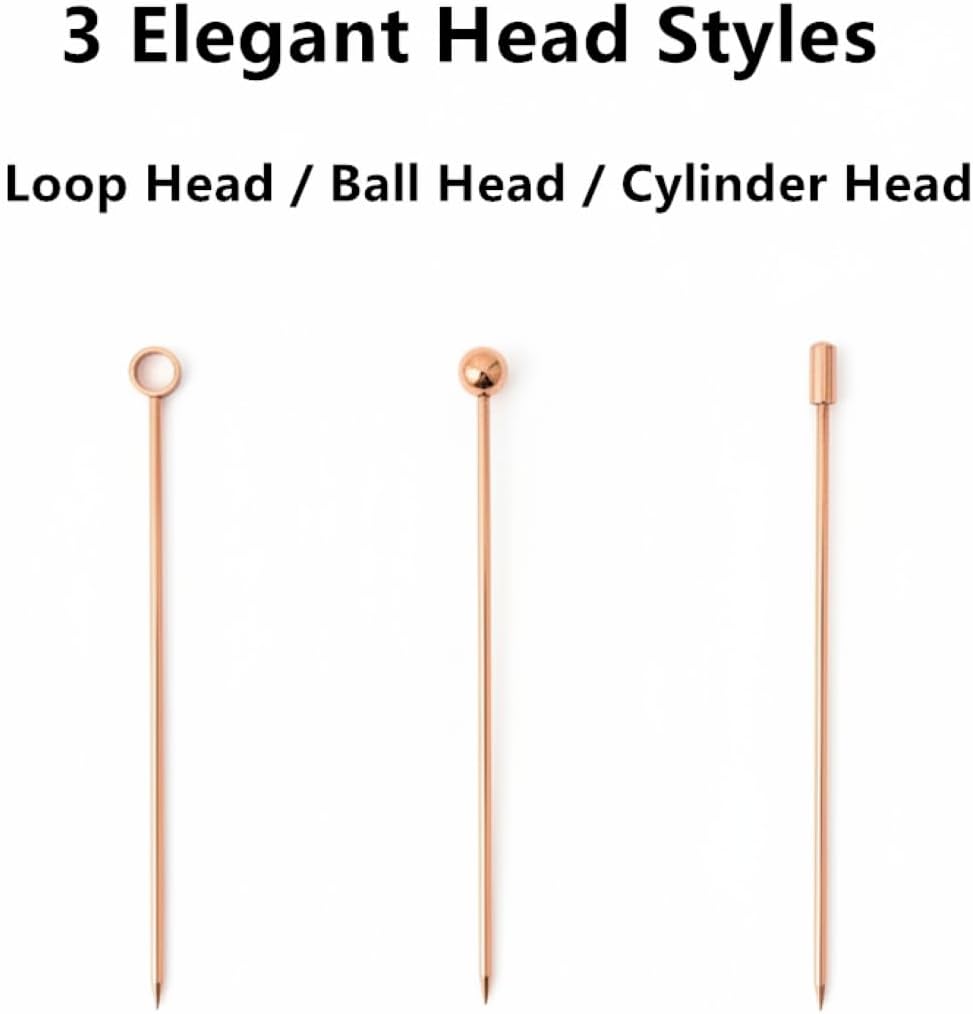 I-MART 15 Pack Stainless Steel Cocktail Picks Martini Olive Skewers, Reusable Metal Garnish Sticks for Drinks, Appetizers, Bloody Mary, Olives, Citrus, Fruit Decor (Rose Gold, 4.25 Inch) image 2