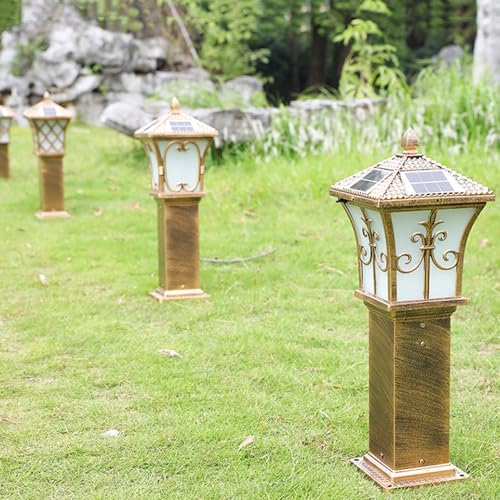 Solar Pillar Outdoor Lamp Bronze Pole Lighting with Remote Control Street Light for Lawn Patio Yard Pathway Garden – Image 6