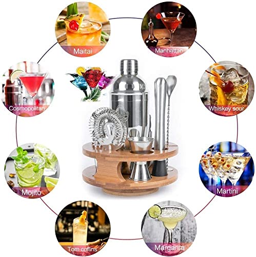 Kit de coctelería de 12 piezas con soporte de bambú miniatura 7
