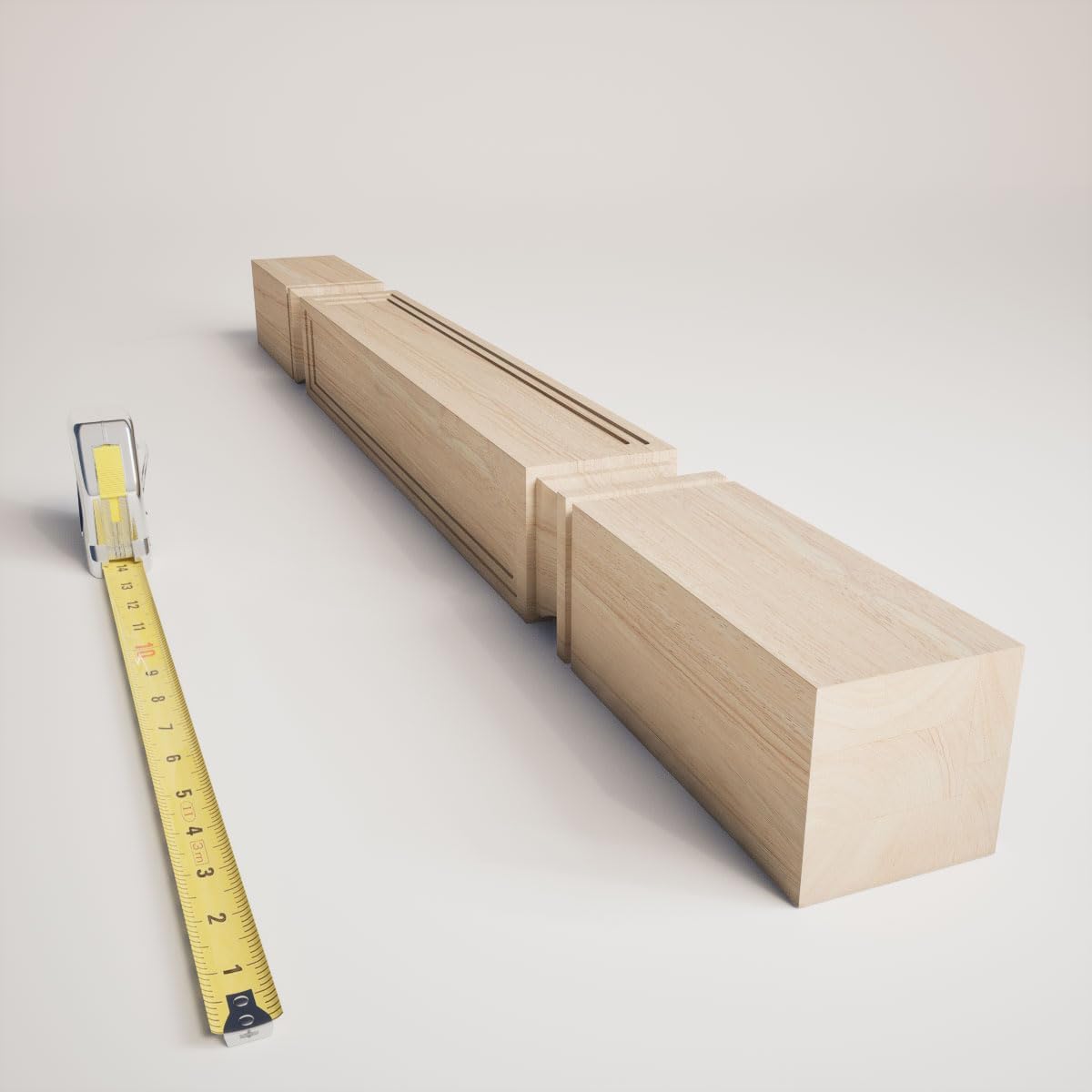 Ekena Millwork COL03X03X35KERW Kent Raised Panel Cabinet Column (Top Block: 6 1/8", Bottom Block: 7 1/8"), 3 3/4"W x 3 3/4"D x 35 1/2"H, Rubberwood