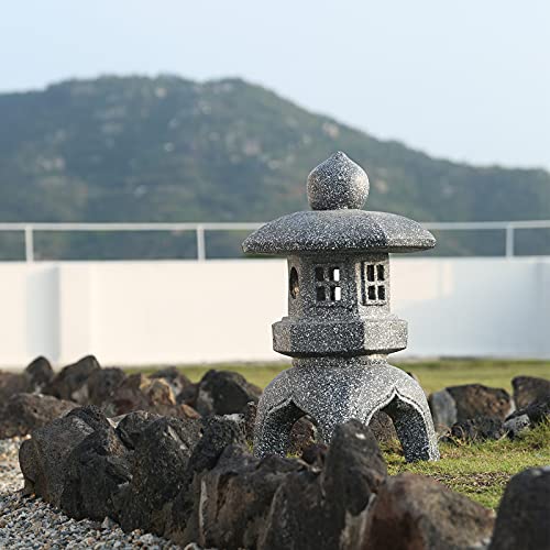 Oushuai Pagoda Garden Statue Solar Powered Flickering Led Garden Decor Pagoda Light Asian Lantern Outdoor Decorations Home Tranquil Resin Waterproof Decor Lawn Yard #TOP6
