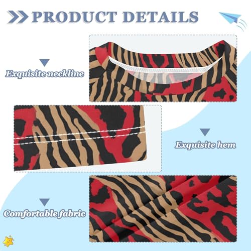 ALAZA Kids Rash Guard Boys Toddler Swim Shirts Short Sleeve Tiger Leopard Wild UPF 50+ 3T3