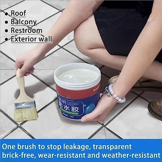 ABUDIT Crack Seal Agent 300gm with Brush Transparent Waterproof Roof Leakage Crack Seal Agent Roof Water Leakage Solution Water Proof Solution Transparent Solution Waterproofing for Pipe Wall Tiles 4
