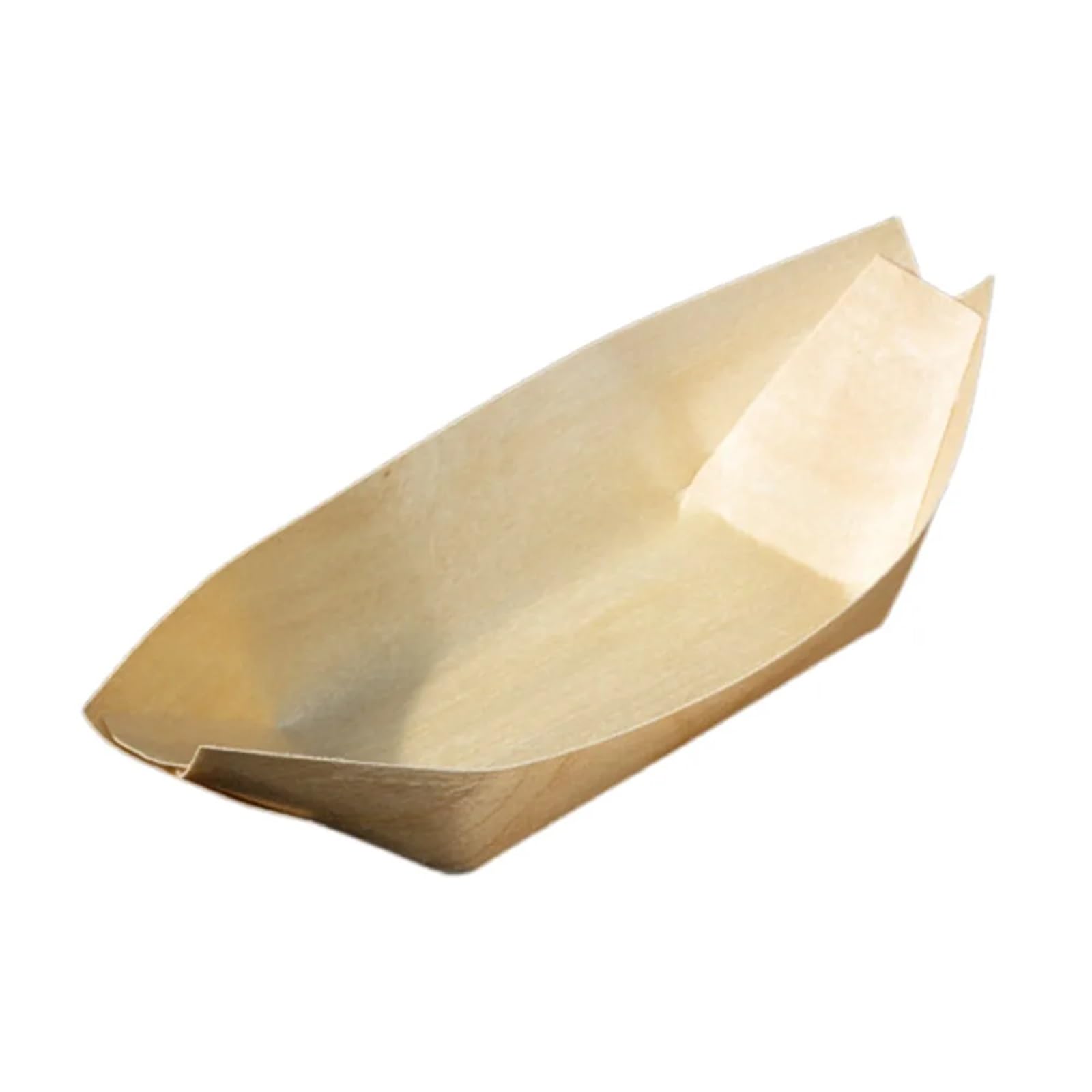200PCS Disposable Wooden Boat-Shaped Plates Sushi Trays Serving Platters for Parties