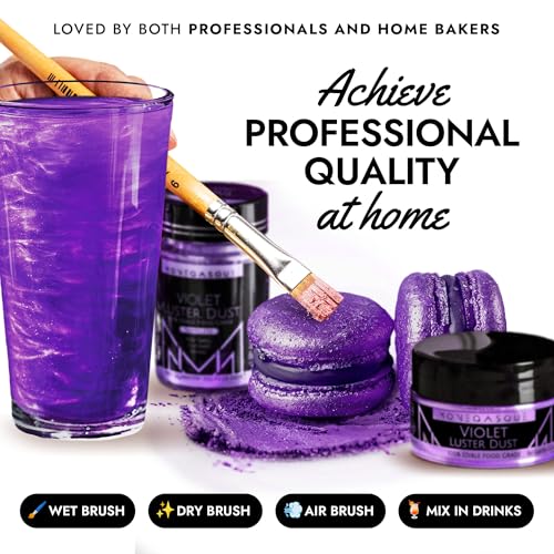 Image of MONEGASQUE Purple Edible Glitter for Drinks & Cakes, Luster Dust, 7g